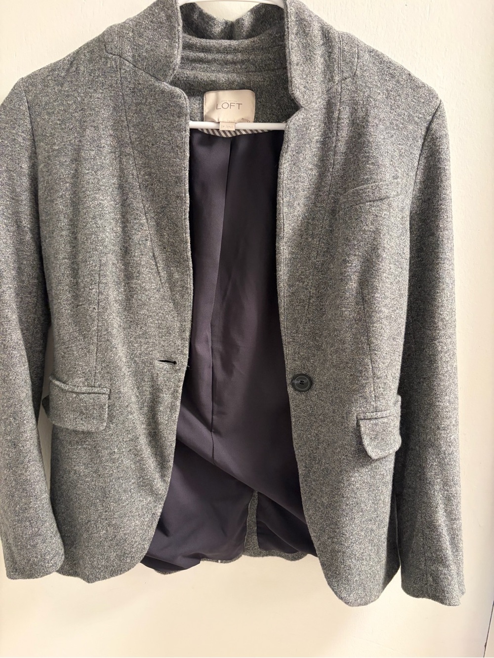 LOFT Heather Gray Stand Collar Single Button Tailored Blazer 0P
